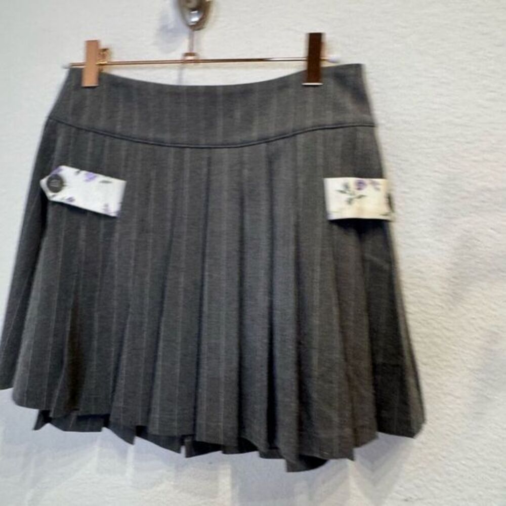 For Love And Lemons Gray Skater Skirt with Floral Details